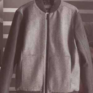 Gray Bomber Jacket with Varsity Style